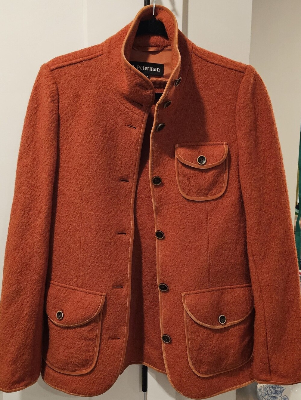 Vintage J. Peterman Rust Orange Wool Jacket Women's Size 6